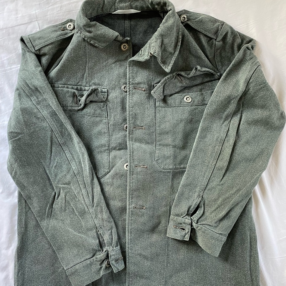 Genuine Swiss army work jacket denim military jacket grey vintage surplus
